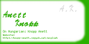 anett knopp business card